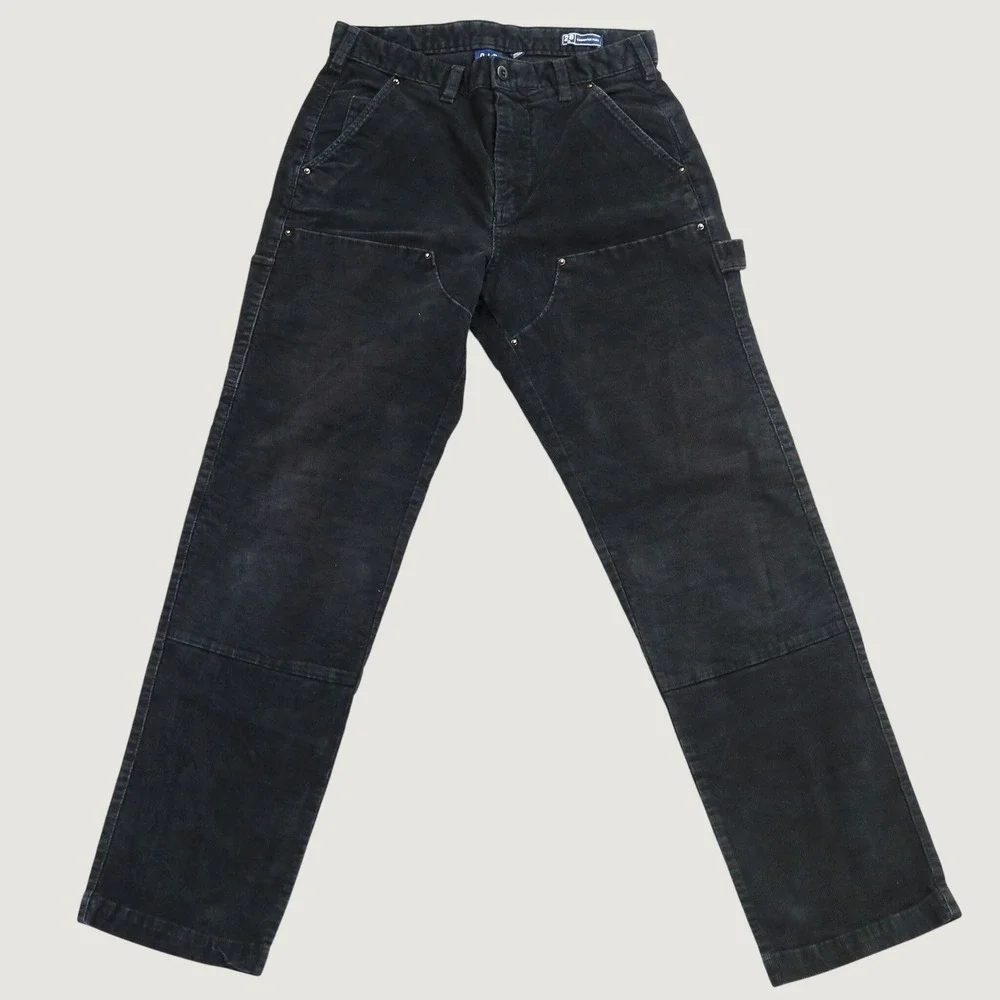 Gap Carpenter Pant Men 28x30 Black Corduroy Double Knee Utility Workwear Pants